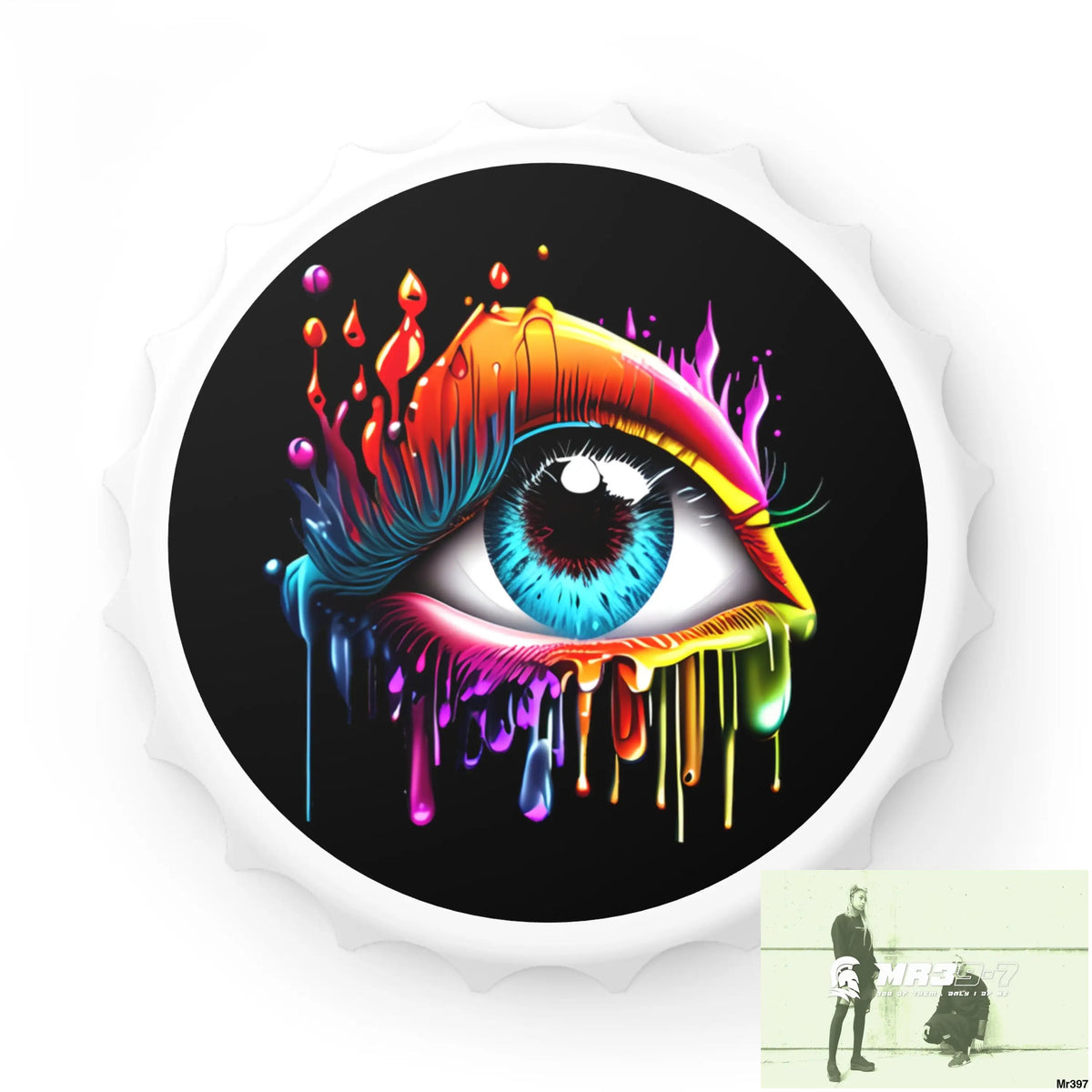 Colourful emotional dripping eye Magnetic Bottle Opener One size / White Accessories