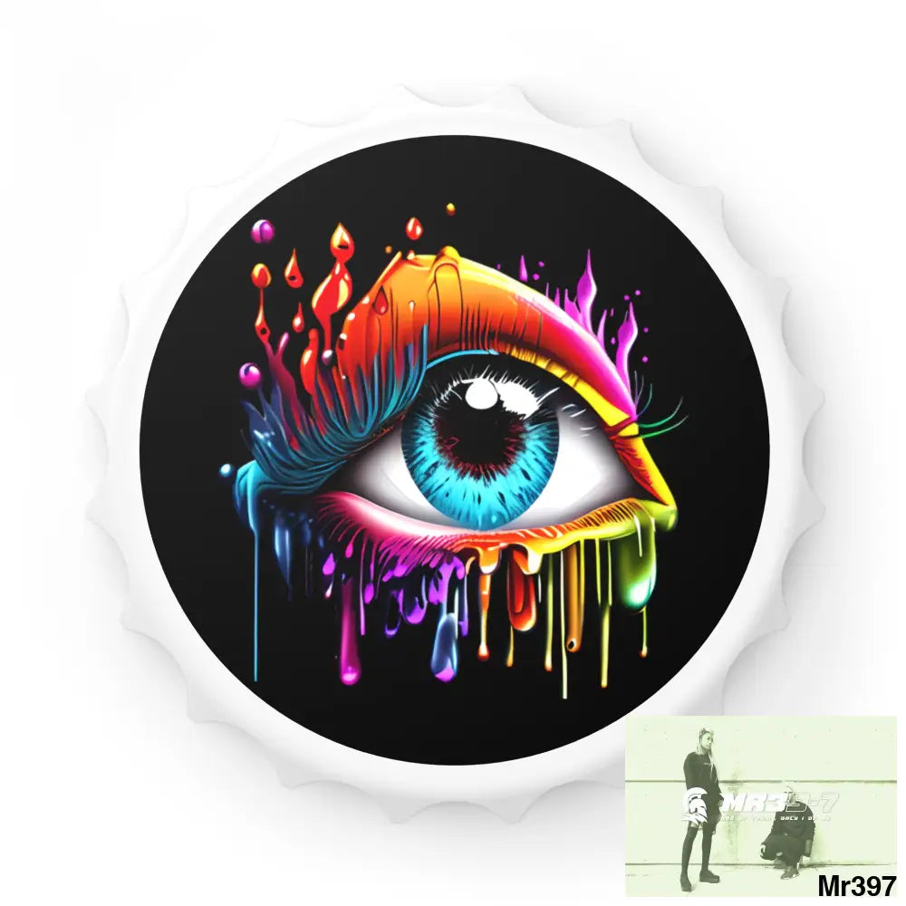 Colourful emotional dripping eye Magnetic Bottle Opener One size / White Accessories