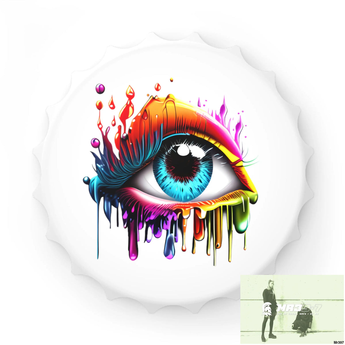 Colourful emotional dripping eye Magnetic Bottle Opener One size / White Accessories