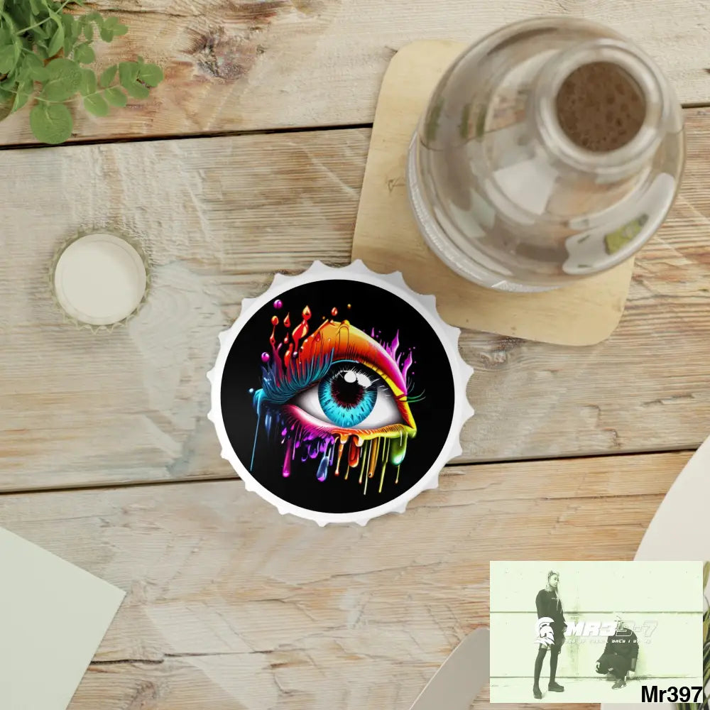 Colourful emotional dripping eye Magnetic Bottle Opener One size / White Accessories