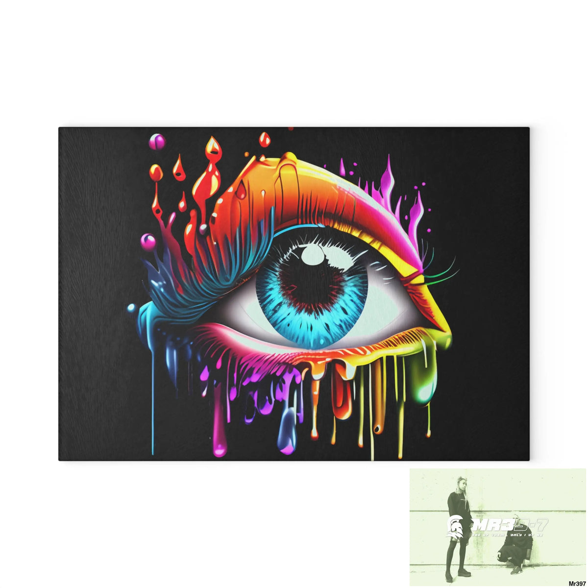 Colourful emotional dripping Glass Cutting Board 8’’ x 11’’ / Rectangle Home Decor