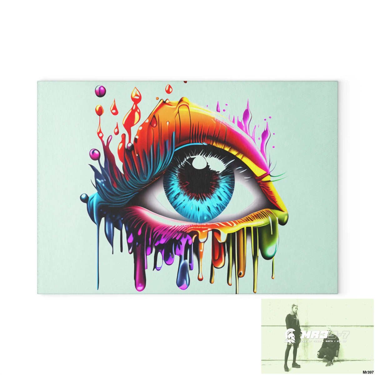 Colourful emotional dripping Glass Cutting Board 8’’ x 11’’ / Rectangle Home Decor