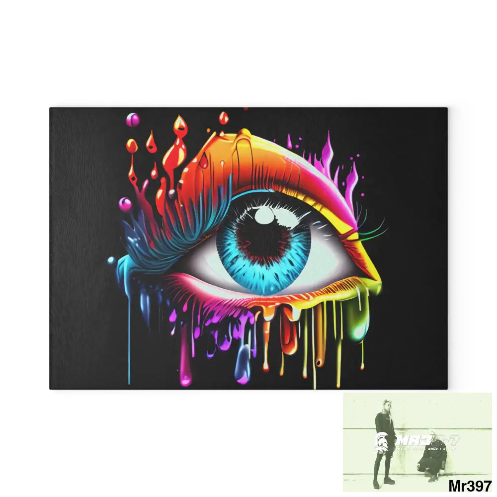 Colourful emotional dripping Glass Cutting Board 8’’ x 11’’ / Rectangle Home Decor