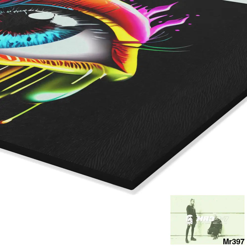 Colourful emotional dripping Glass Cutting Board Home Decor