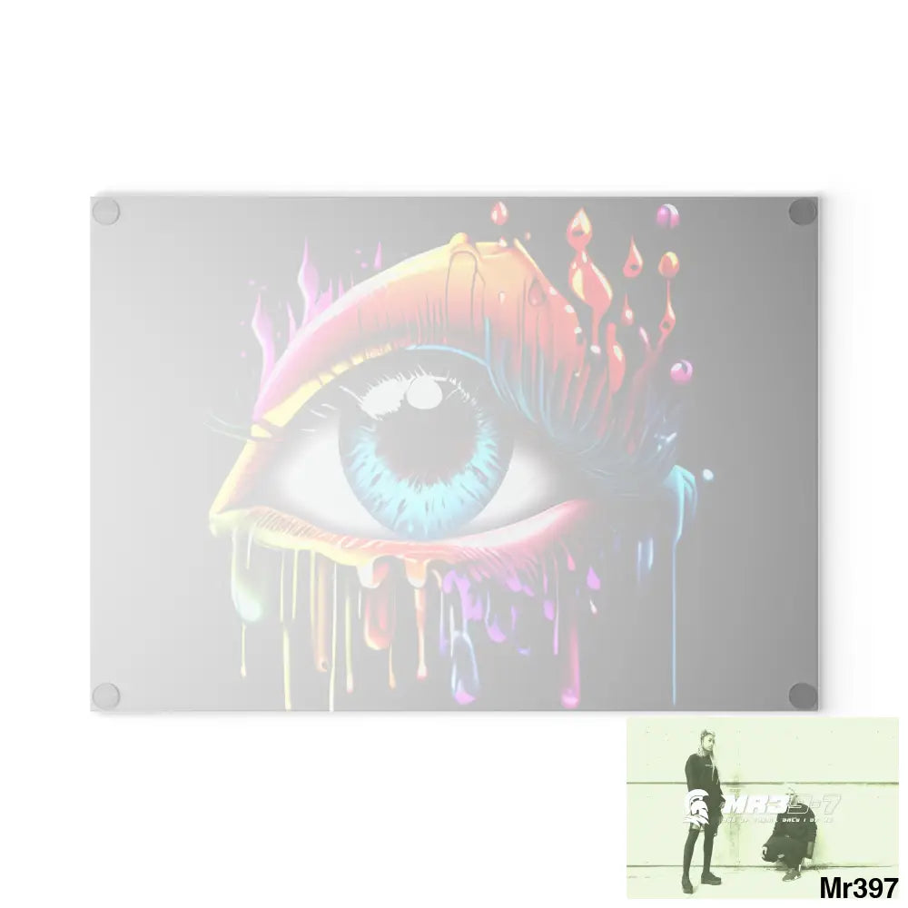 Colourful emotional dripping Glass Cutting Board Home Decor