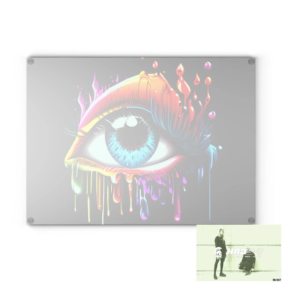 Colourful emotional dripping Glass Cutting Board Home Decor