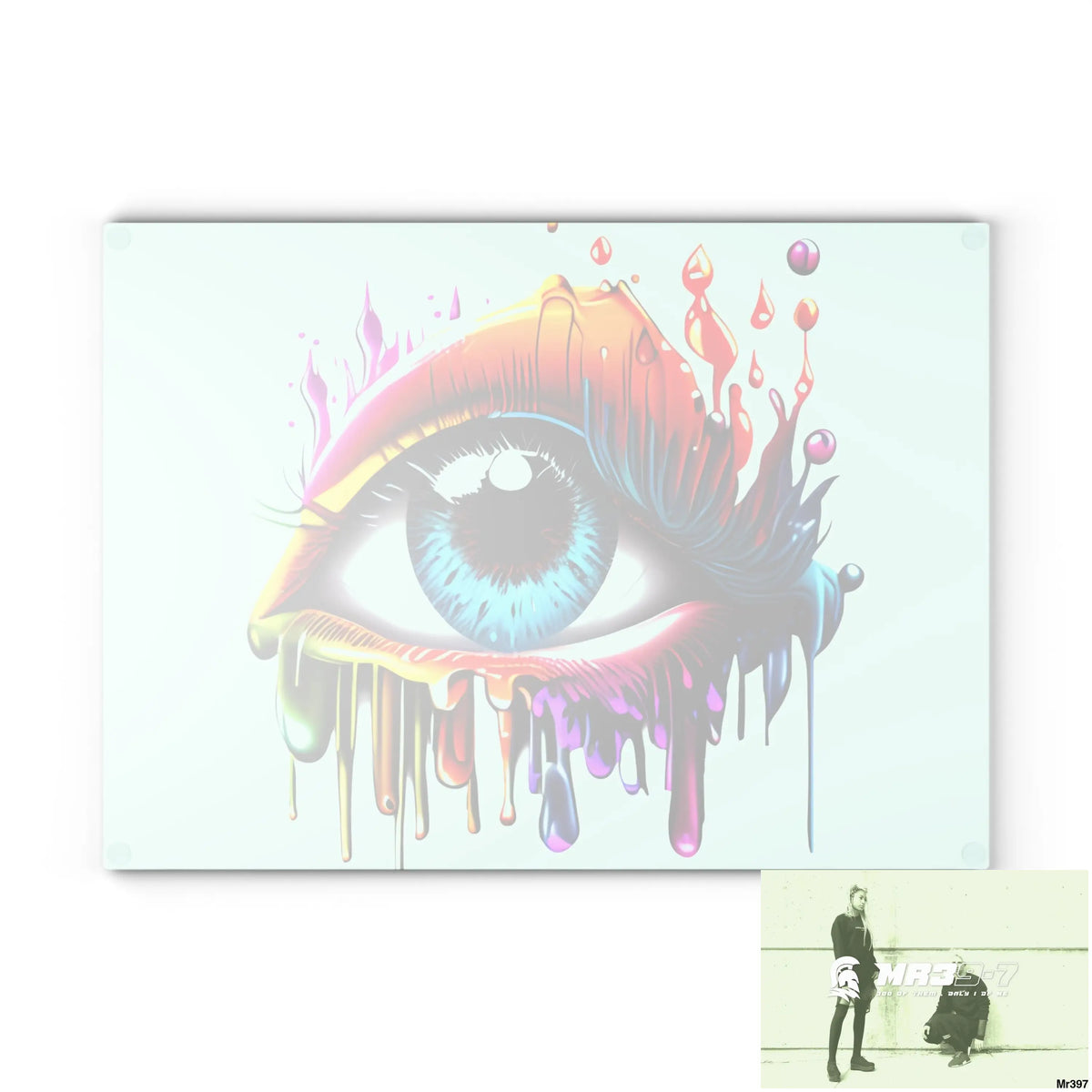 Colourful emotional dripping Glass Cutting Board Home Decor