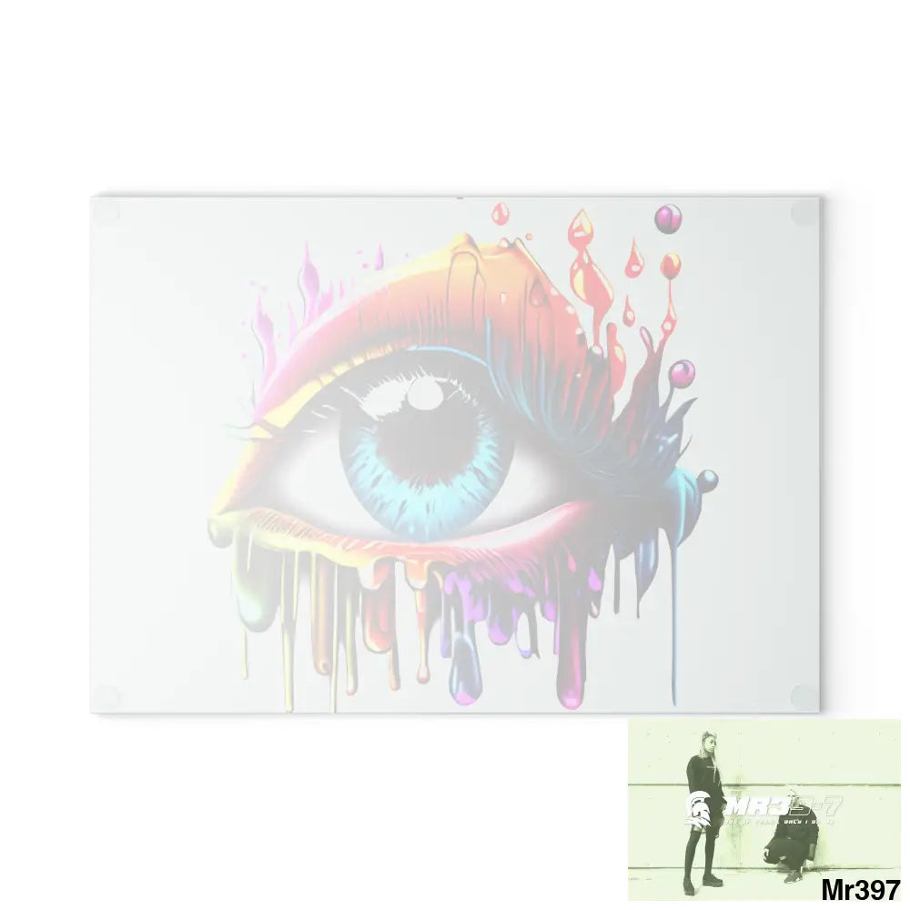 Colourful emotional dripping Glass Cutting Board Home Decor