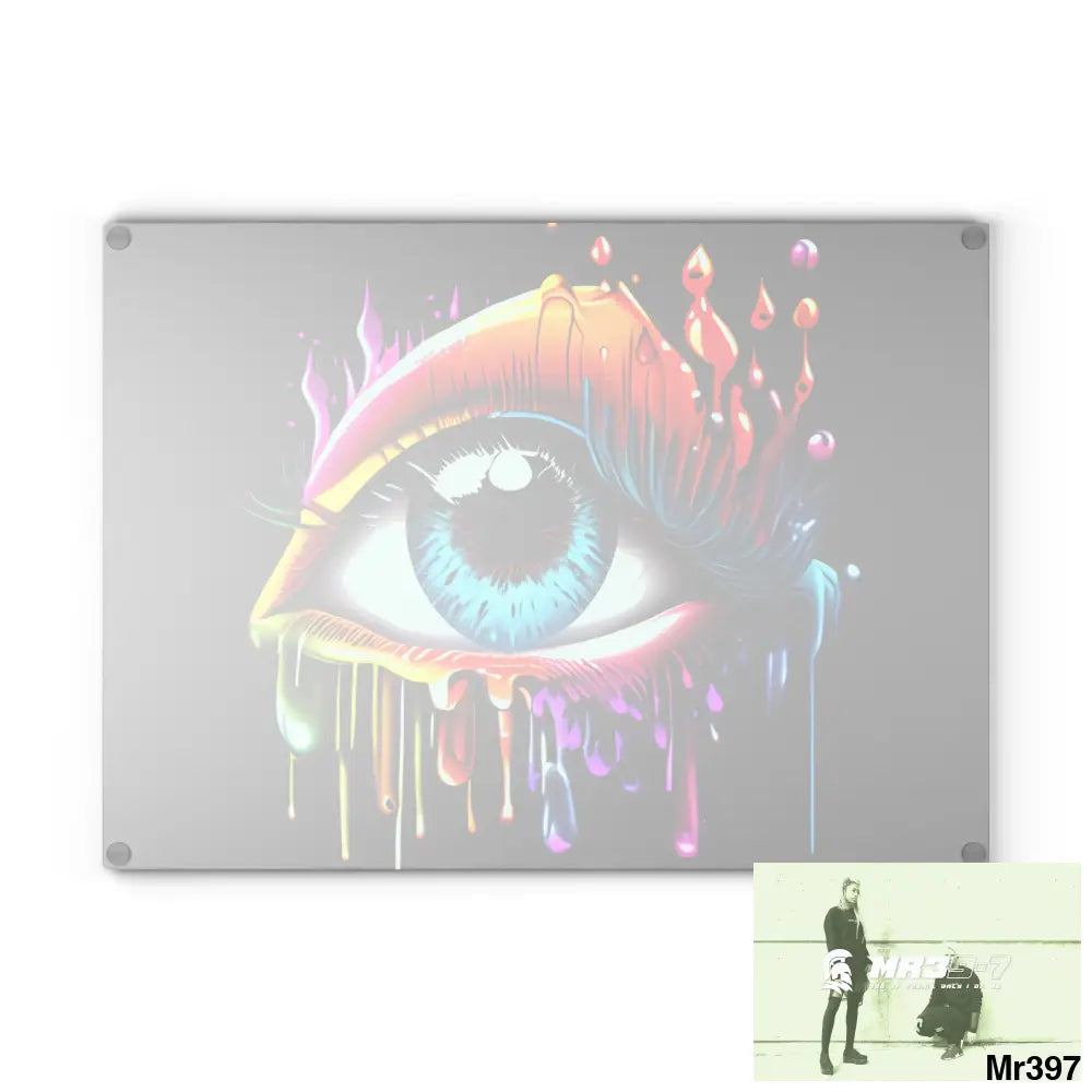 Colourful emotional dripping Glass Cutting Board Home Decor