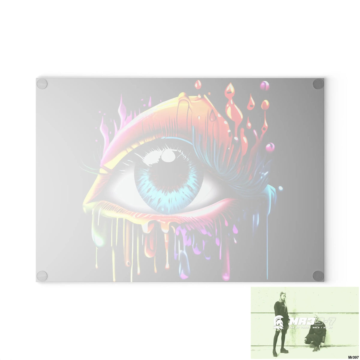 Colourful emotional dripping Glass Cutting Board Home Decor