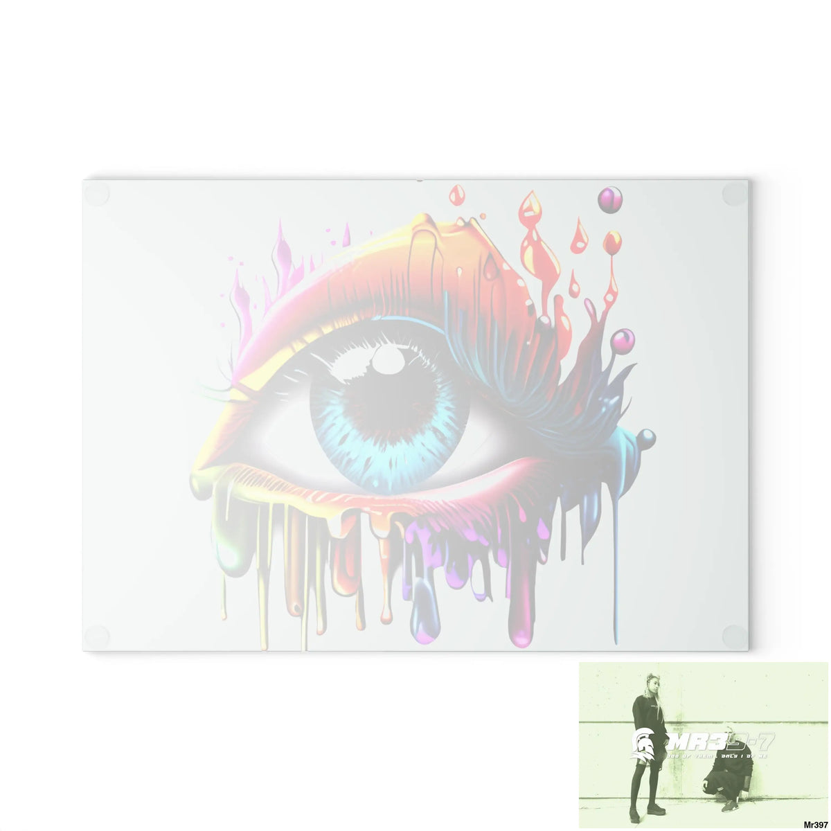 Colourful emotional dripping Glass Cutting Board Home Decor