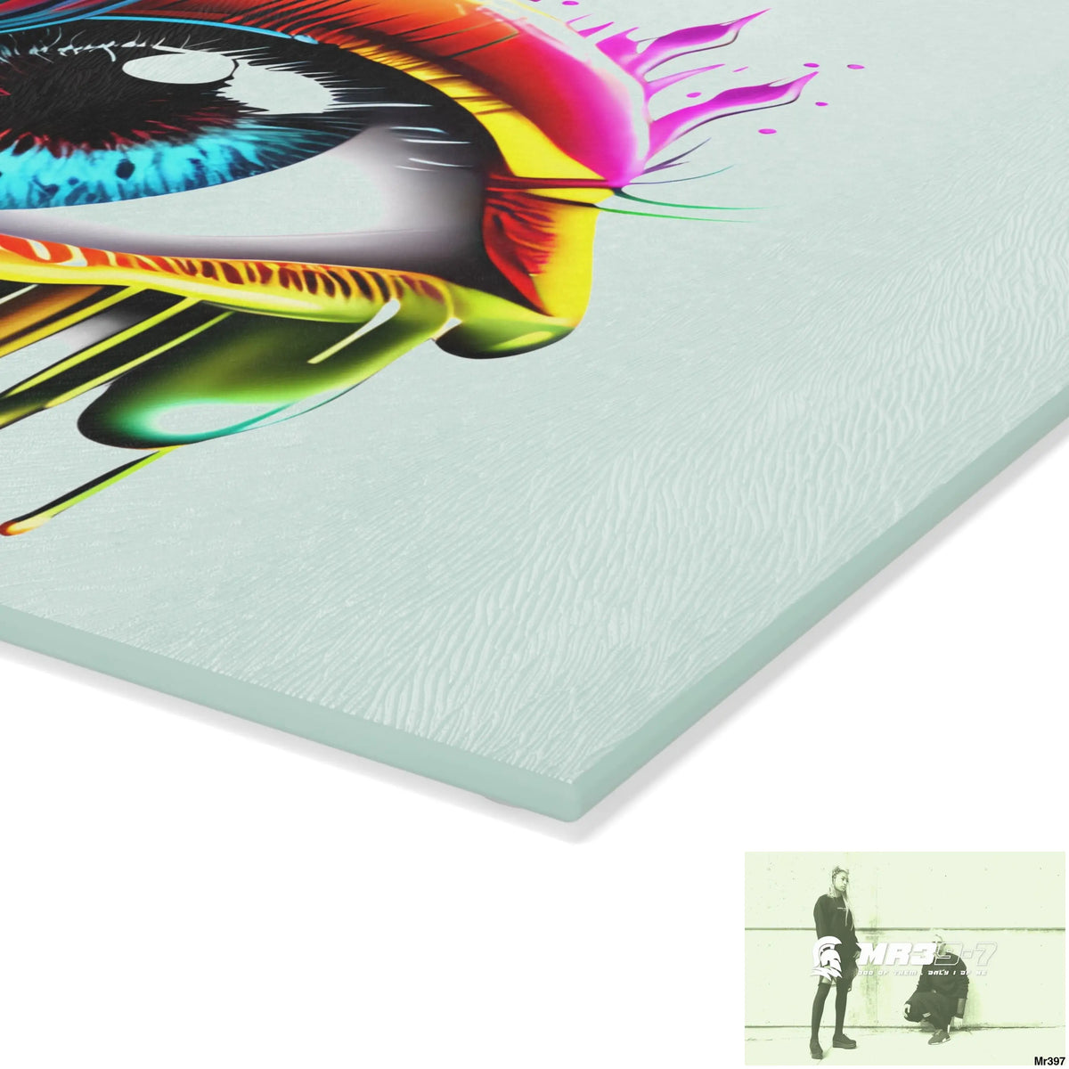 Colourful emotional dripping Glass Cutting Board Home Decor