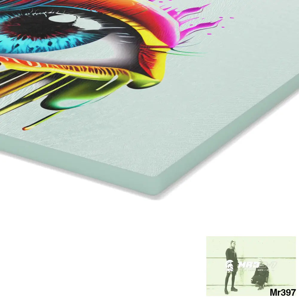 Colourful emotional dripping Glass Cutting Board Home Decor