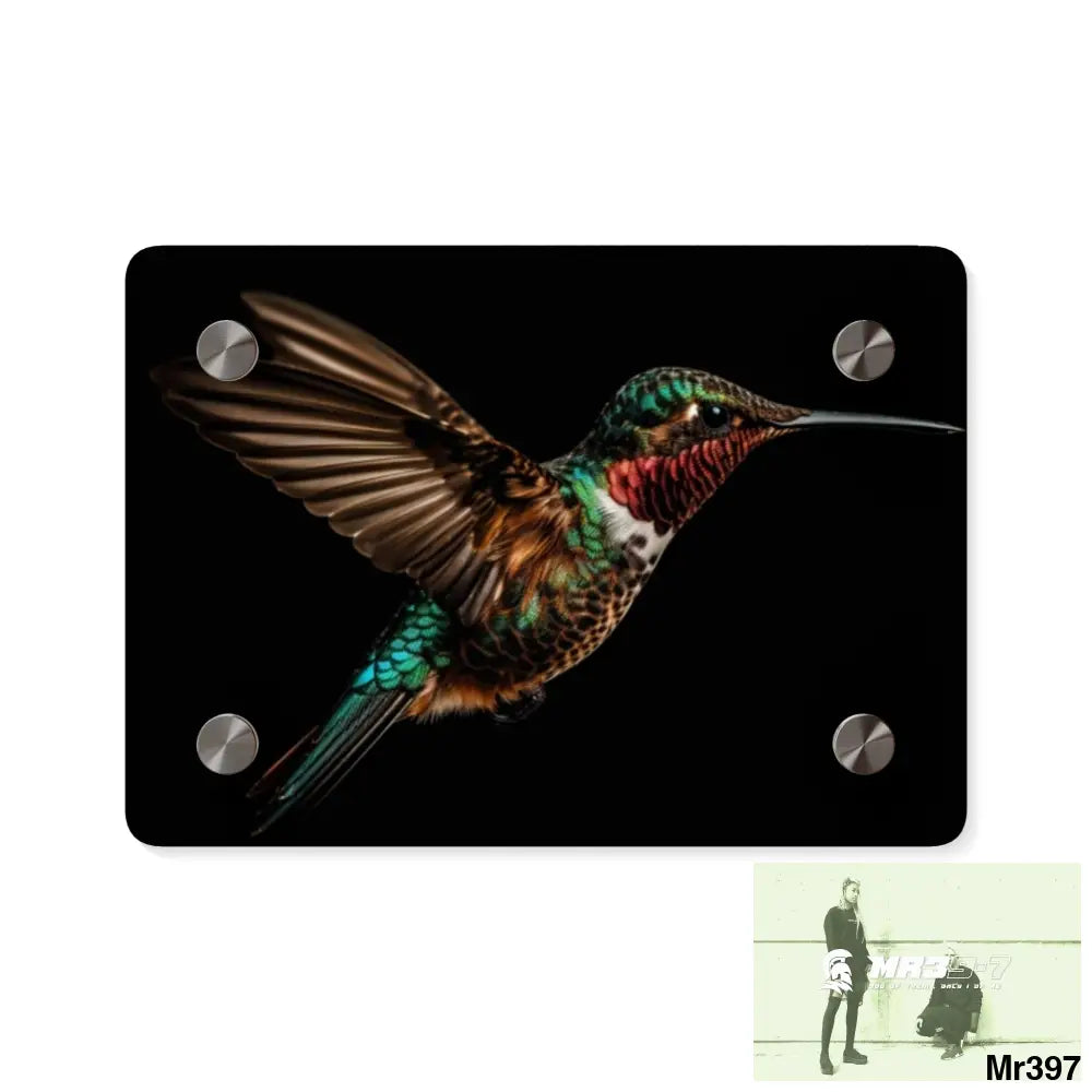 Colourful Hummingbird in Flight with Wings Spread Wide Open acrylic Art Panels 7’’ x 5’’ (Horizontal) / 0.25’’ Home