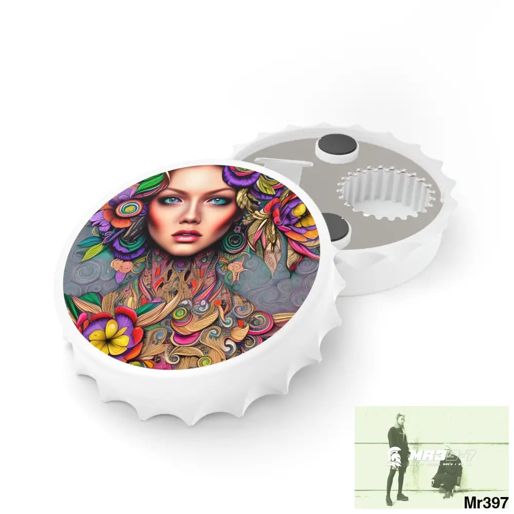 Colourful Woman art Magnetic Bottle Opener One size / White Accessories