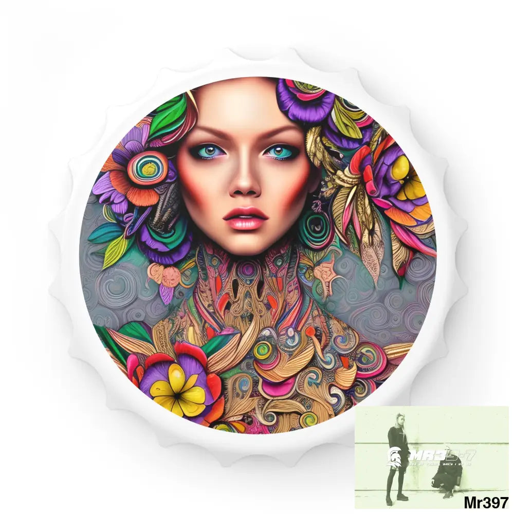 Colourful Woman art Magnetic Bottle Opener One size / White Accessories