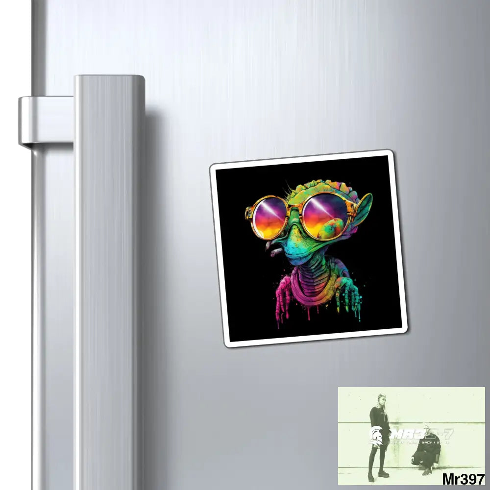 Cool Alien in sunglasses magnet 3’’ × 3’’ Paper products