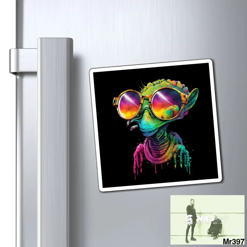 Cool Alien in sunglasses magnet 4’’ × 4’’ Paper products