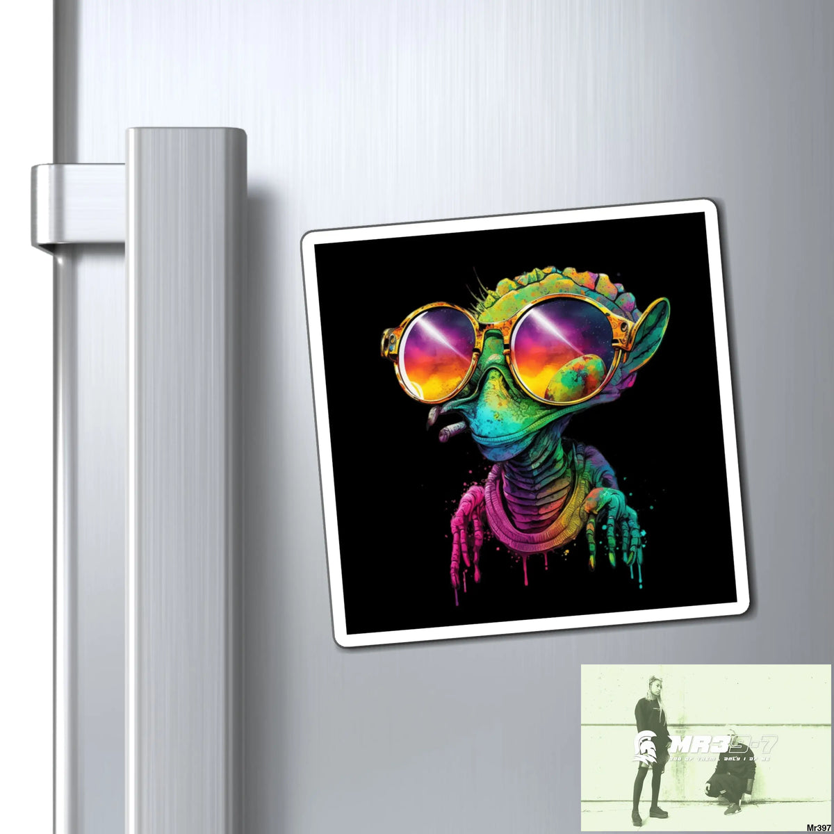 Cool Alien in sunglasses magnet 4’’ × 4’’ Paper products