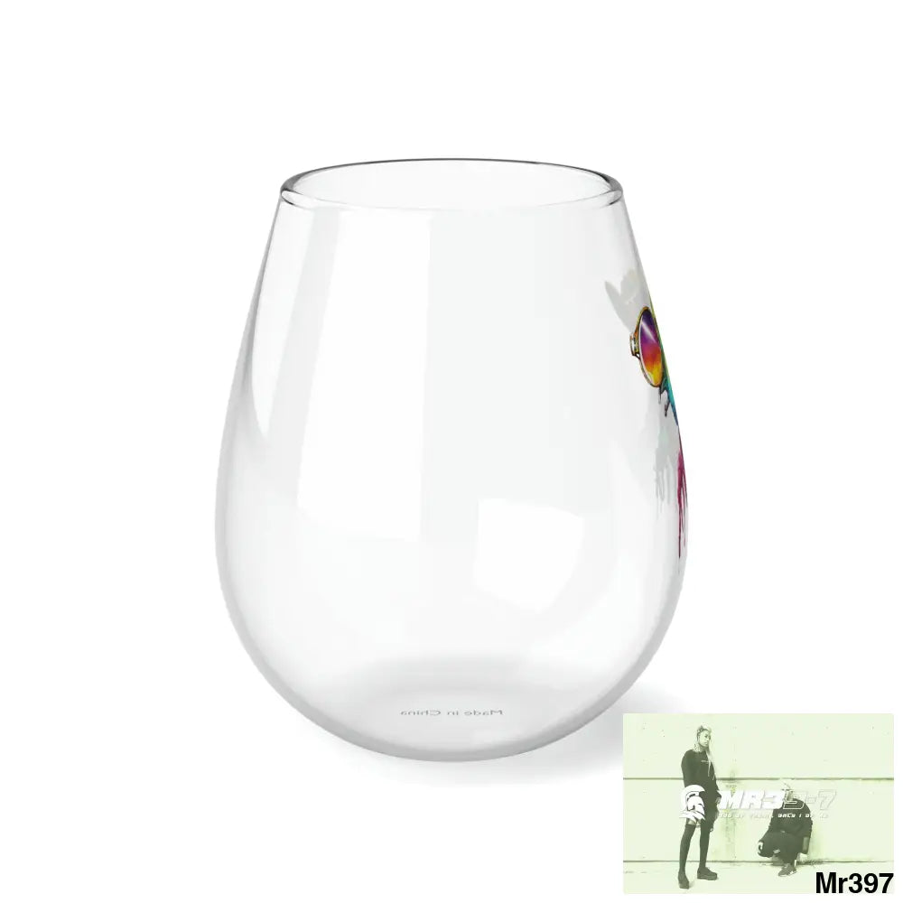 Cool Alien in sunglasses Stemless Wine Glass 11.75oz 11.75oz Mug