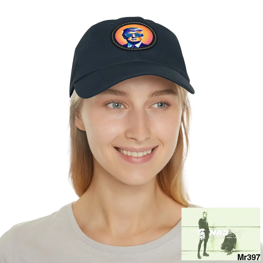 Cool Donald Trump in shades Dad Hat with Leather Patch (Round) Hats
