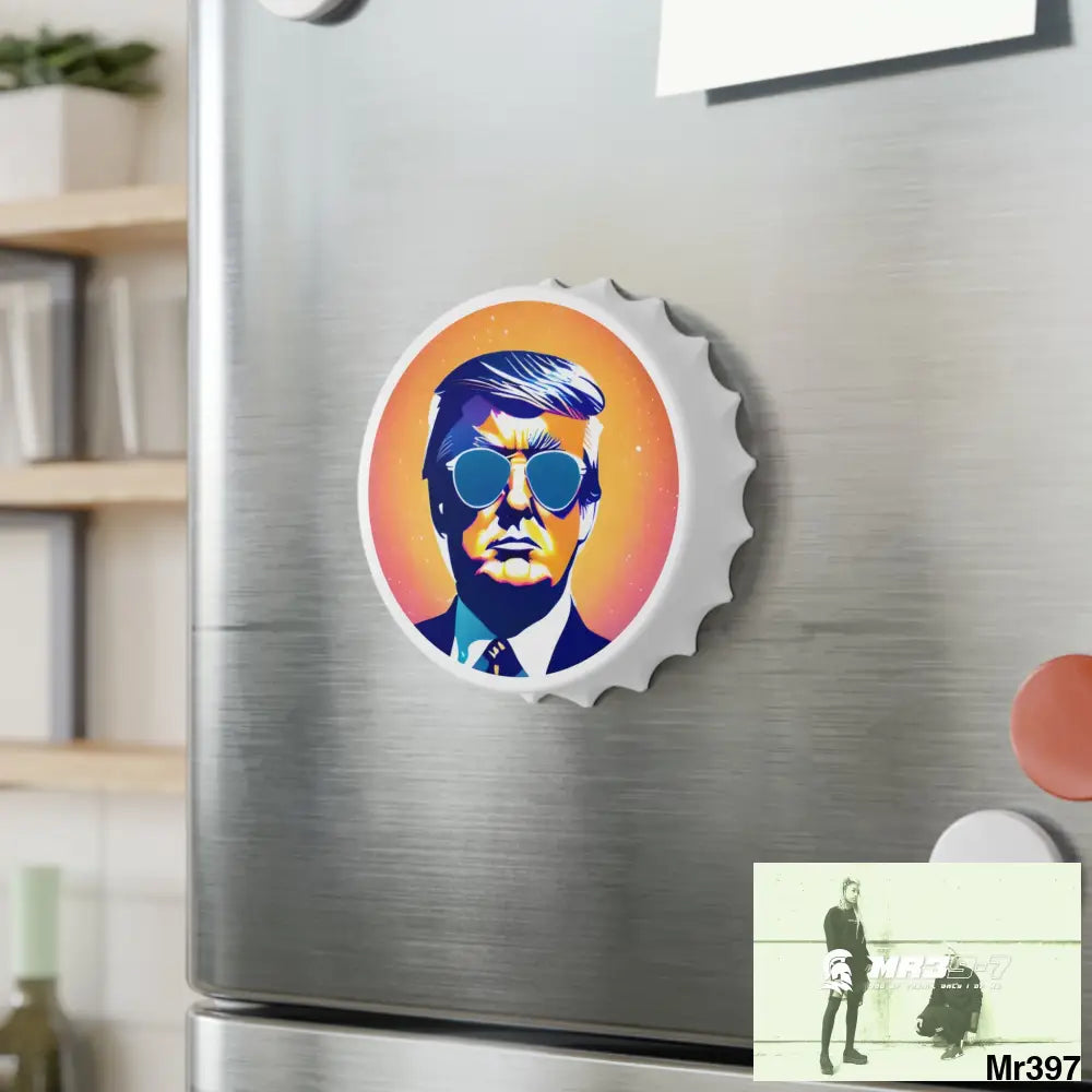 Cool Donald Trump in Shades Magnetic Bottle Opener One size / White Accessories
