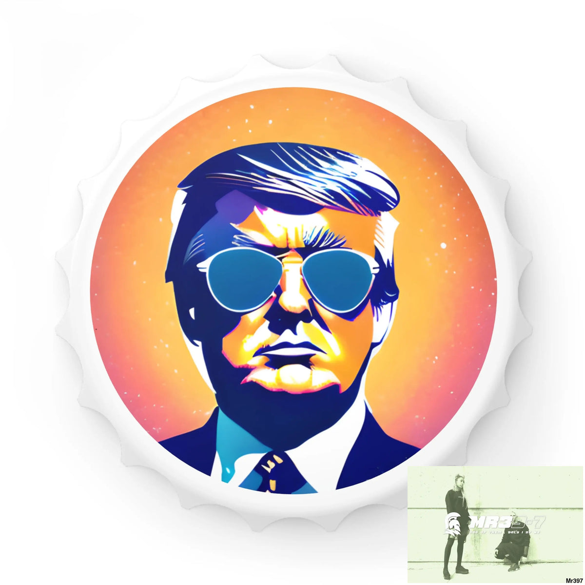 Cool Donald Trump in Shades Magnetic Bottle Opener One size / White Accessories