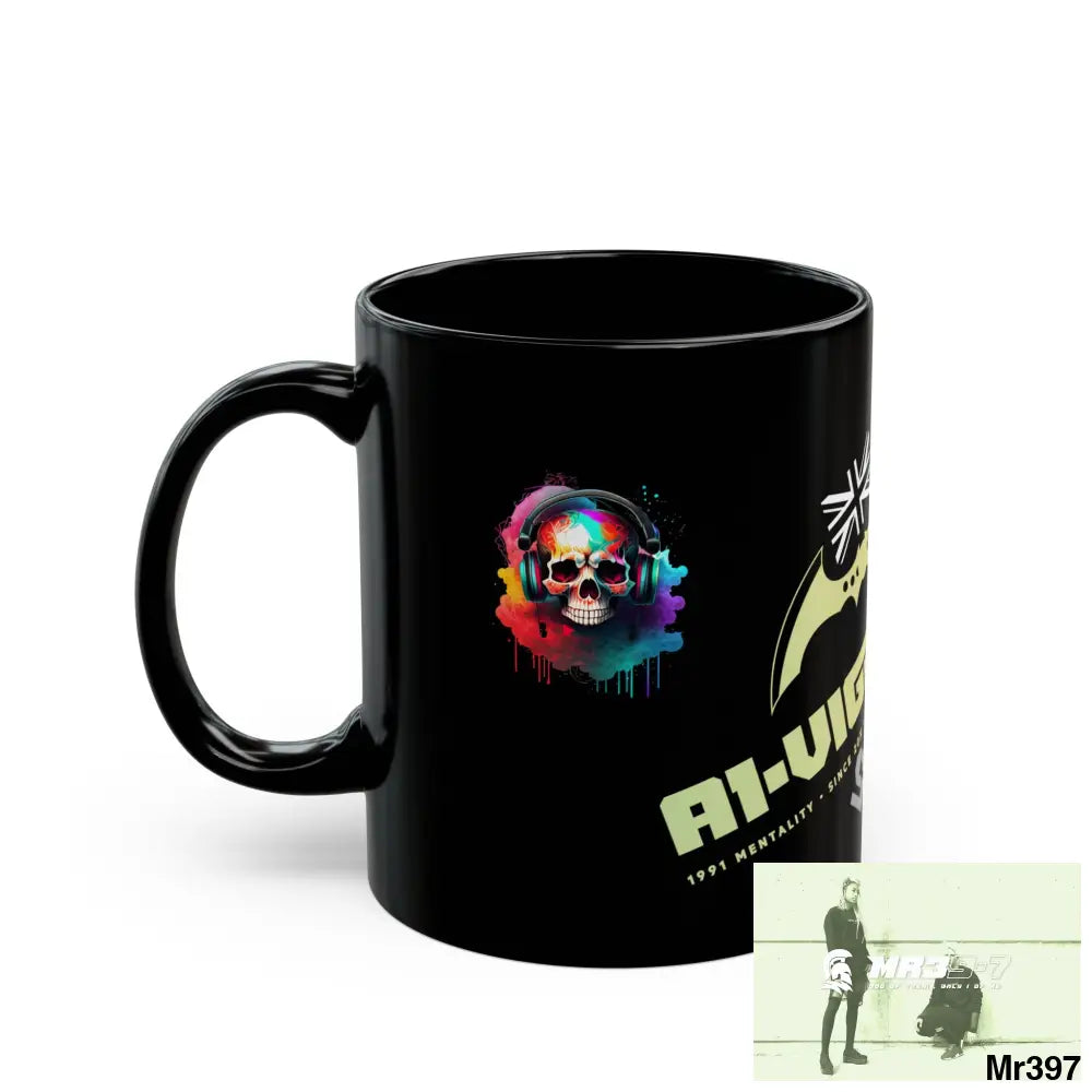 Copy of A1-Vigilante Music / 55’ s back 11oz Tactical GB / Wales Black Mug Mental Health VAR / My Life My Deaths Their