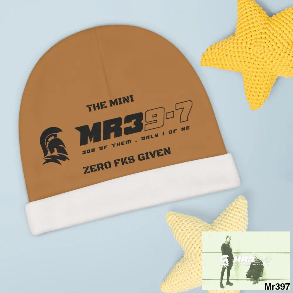 Copy of The Mini MR39 Baby Beanie (AOP) Zero fks Given One size / White All Over Prints