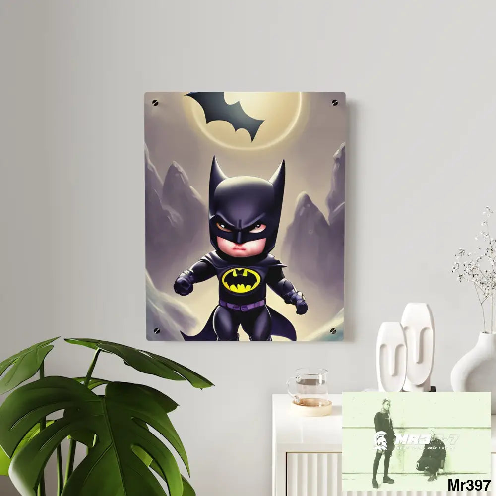 Cute Adorable Super Hero Baby Batman Acrylic Wall Art Panels Home Decor