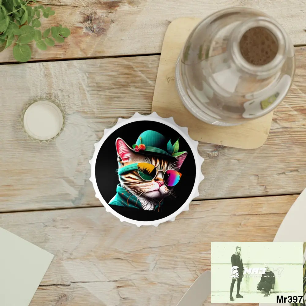 Dancing car n Sun glasses Magnetic Bottle Opener One size / White Accessories