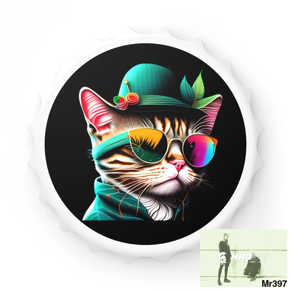 Dancing car n Sun glasses Magnetic Bottle Opener One size / White Accessories