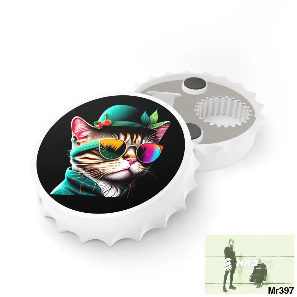 Dancing car n Sun glasses Magnetic Bottle Opener One size / White Accessories