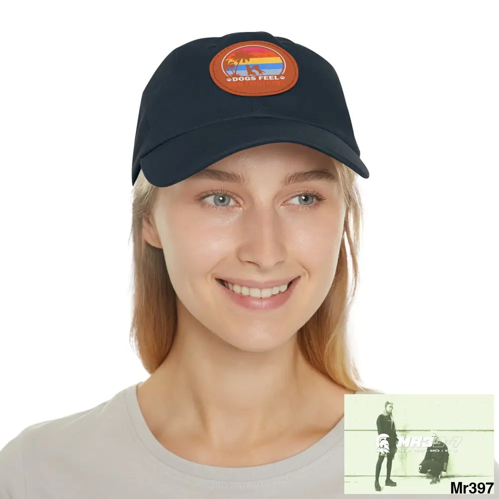 Dogs feel emotions Dad Hat with Leather Patch (Round) Hats