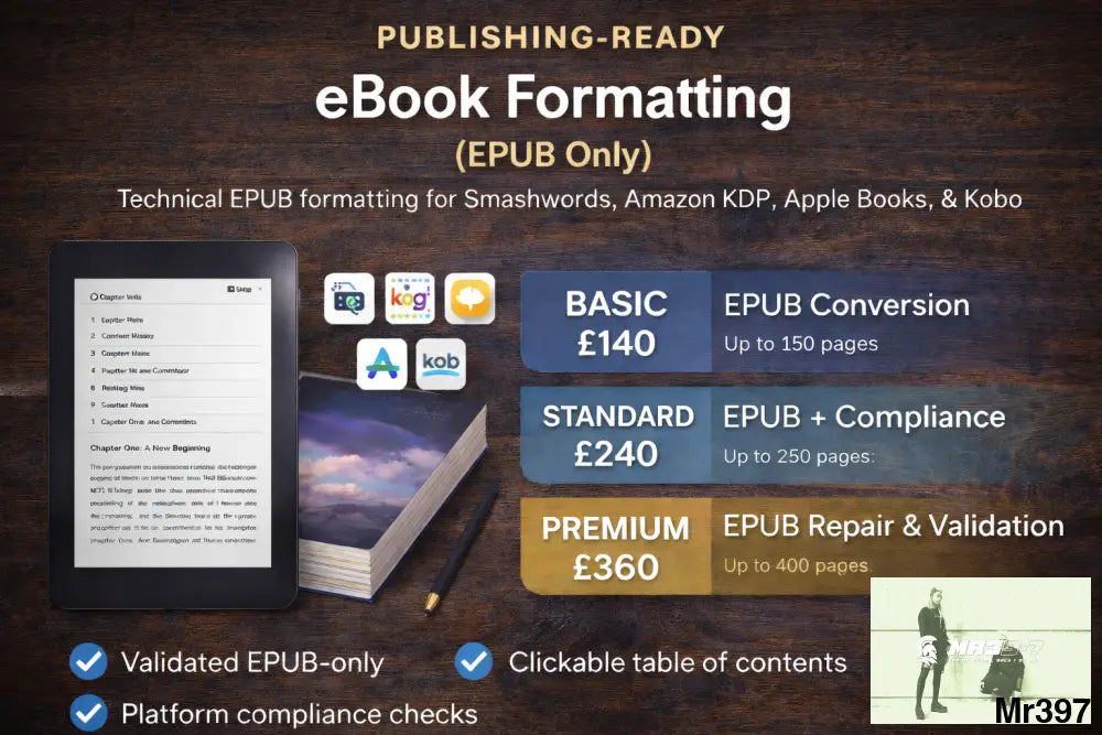 eBook Formatting (EPUB Only) – Publishing Ready eBook Formatting Services