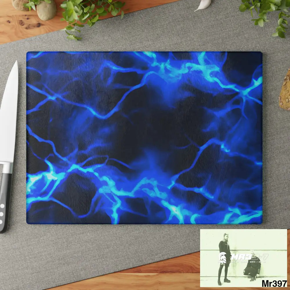 Electric Blue Glass Cutting Board Home Decor