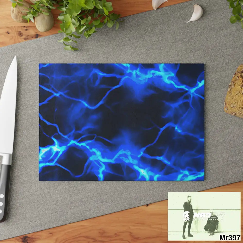 Electric Blue Glass Cutting Board Home Decor