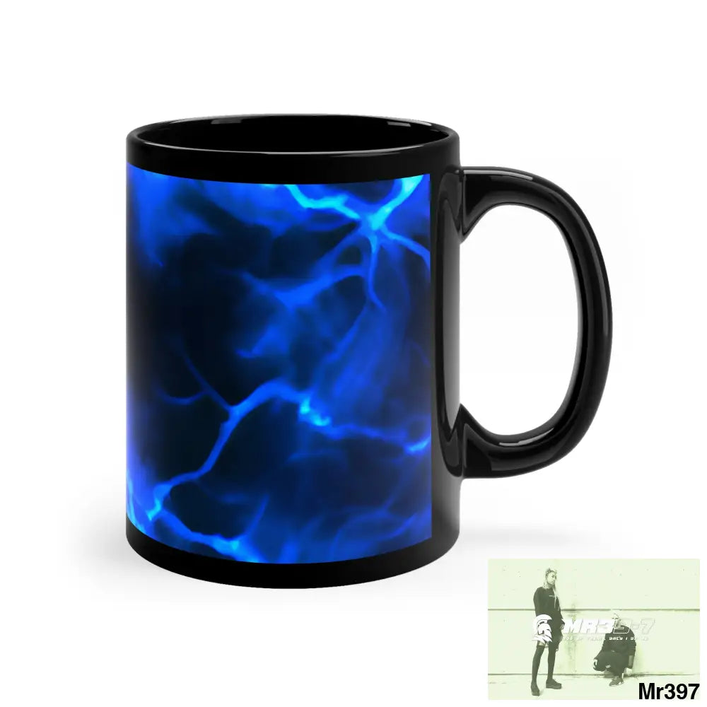 Electric Blue Lightening 11oz Black Mug 11oz Mug