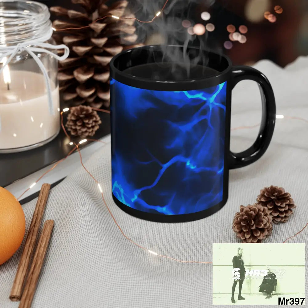 Electric Blue Lightening 11oz Black Mug 11oz Mug