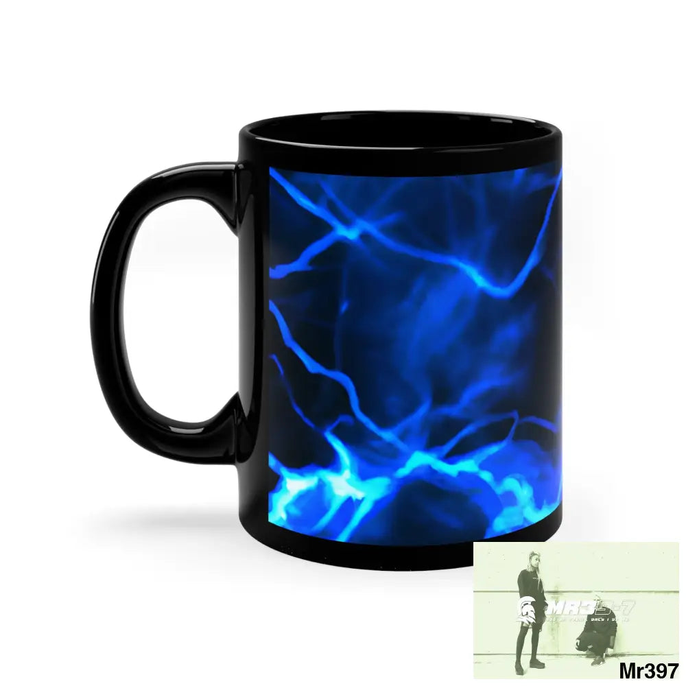 Electric Blue Lightening 11oz Black Mug 11oz Mug