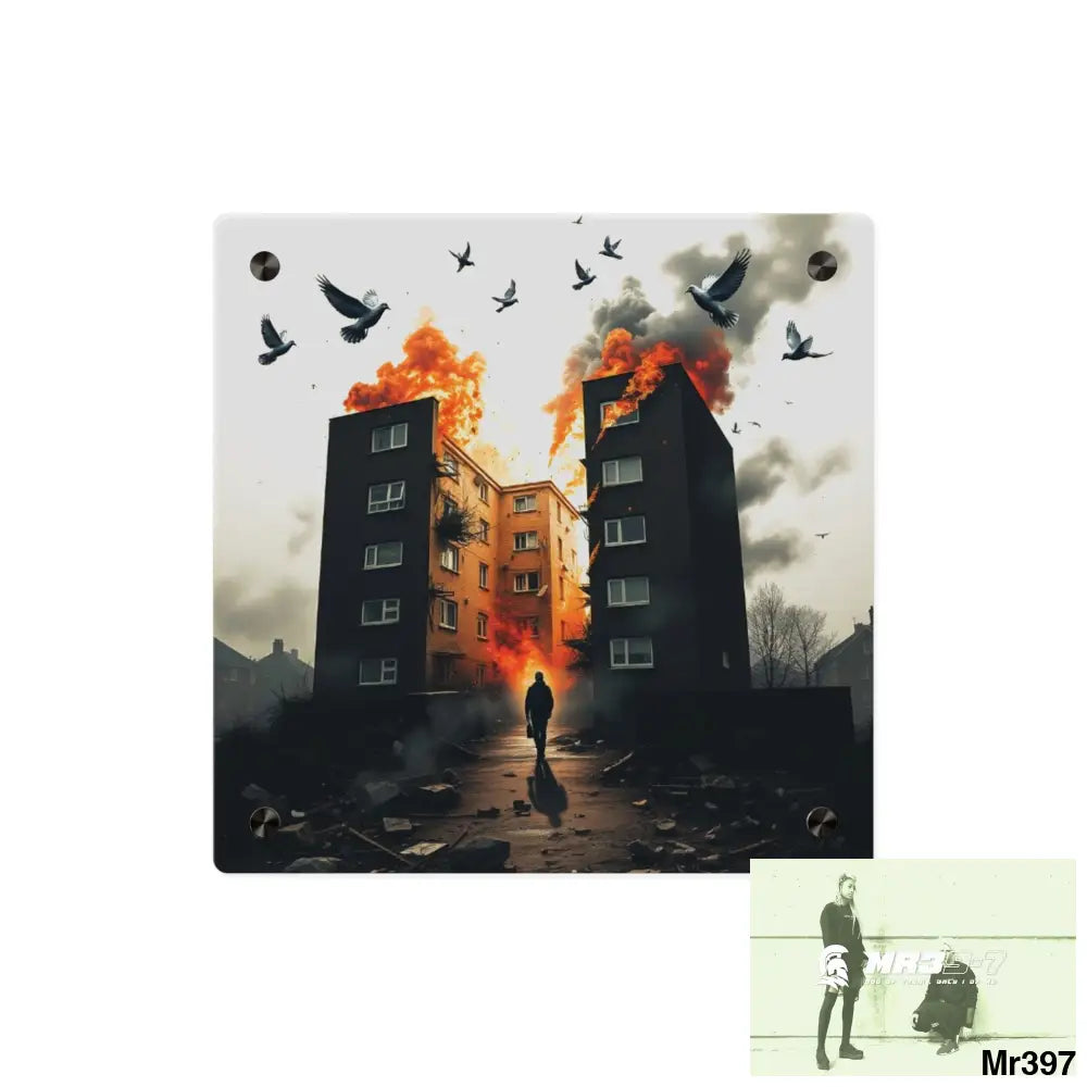 Escape from the block no 2 2628 days Death Flat Covert Failures Ltd Edition no 22 Acrylic Wall Art Panels 11’’ x 11’’