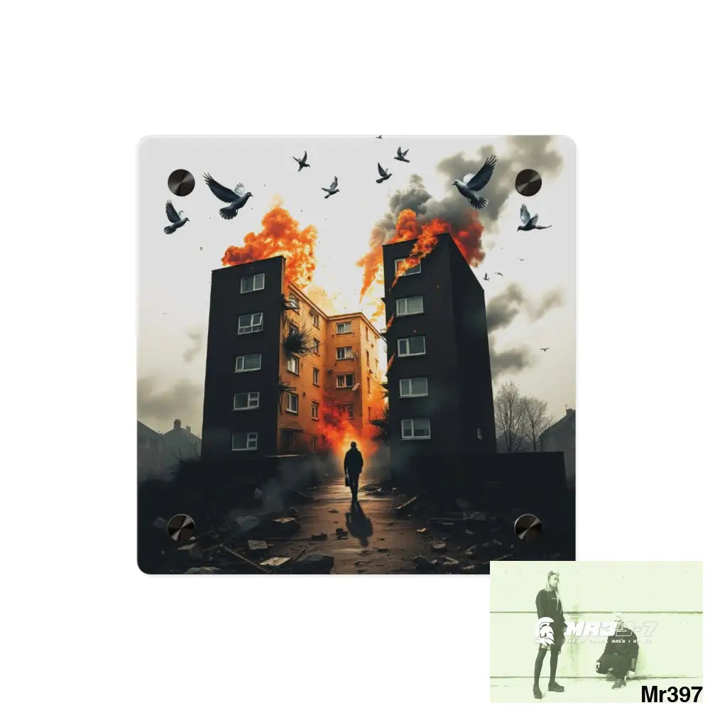 Escape from the block no 2 2628 days Death Flat Covert Failures Ltd Edition no 22 Acrylic Wall Art Panels 8’’ x 8’’