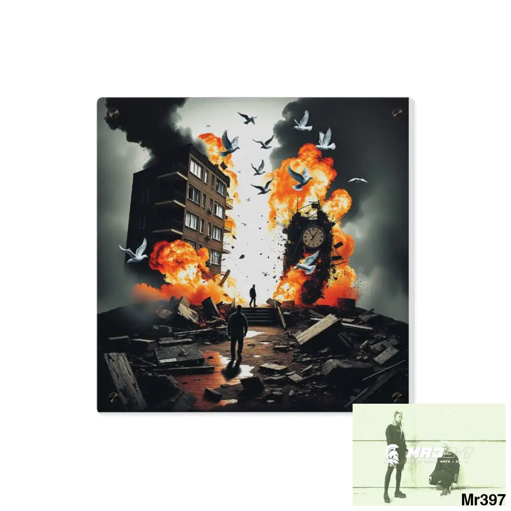 Escape from the block no 4 2628 days Death Flat Covert Failures Ltd Edition no 22 Acrylic Wall Art Panels 16″ x 16″