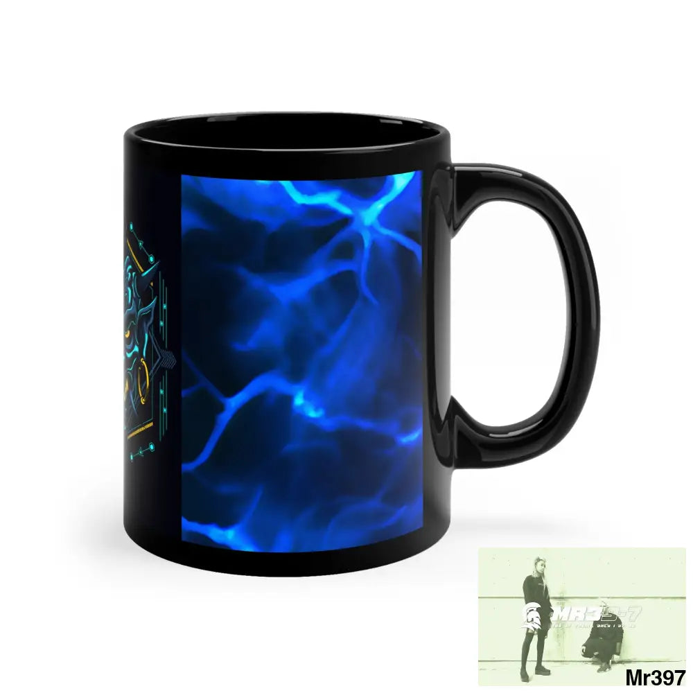 Evil Ronin Samurai with Electric Blue Lightening 11oz Black Mug 11oz Mug