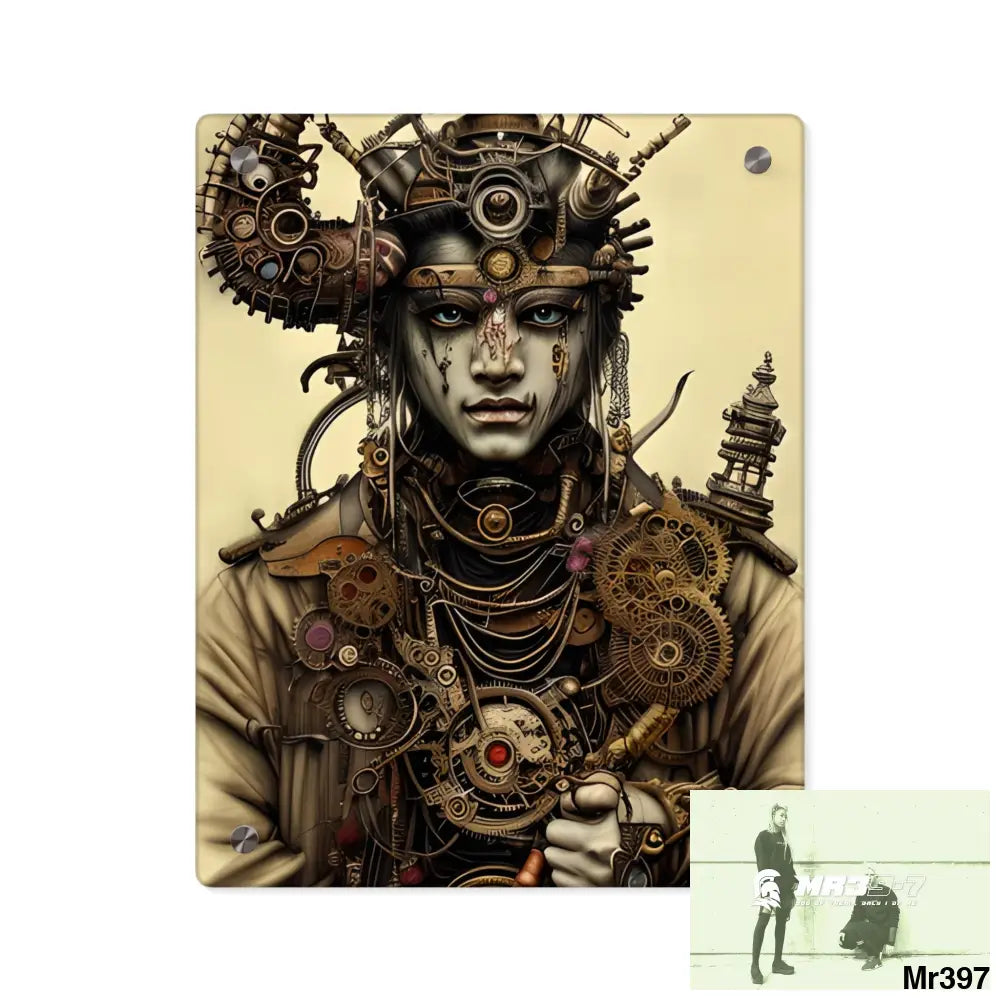 Extreme Realistic Ultra Detailed Male Samurai Vishnu Shiva Steampunk Clockwork Acrylic Wall Art Panels 11″ x 14″
