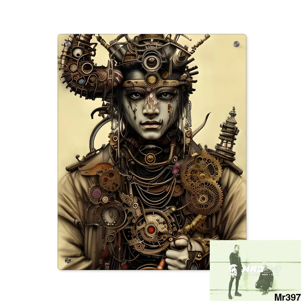 Extreme Realistic Ultra Detailed Male Samurai Vishnu Shiva Steampunk Clockwork Acrylic Wall Art Panels 16″ x 20″