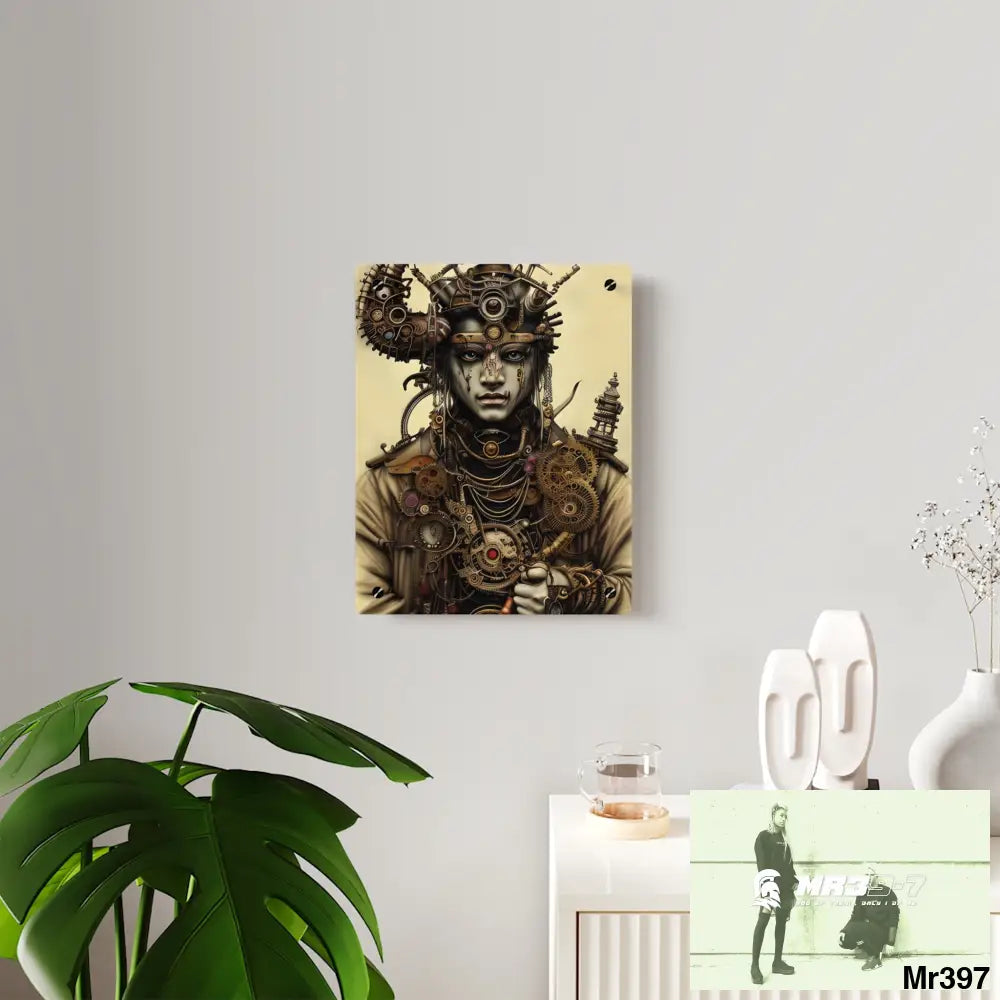 Extreme Realistic Ultra Detailed Male Samurai Vishnu Shiva Steampunk Clockwork Acrylic Wall Art Panels Home Decor