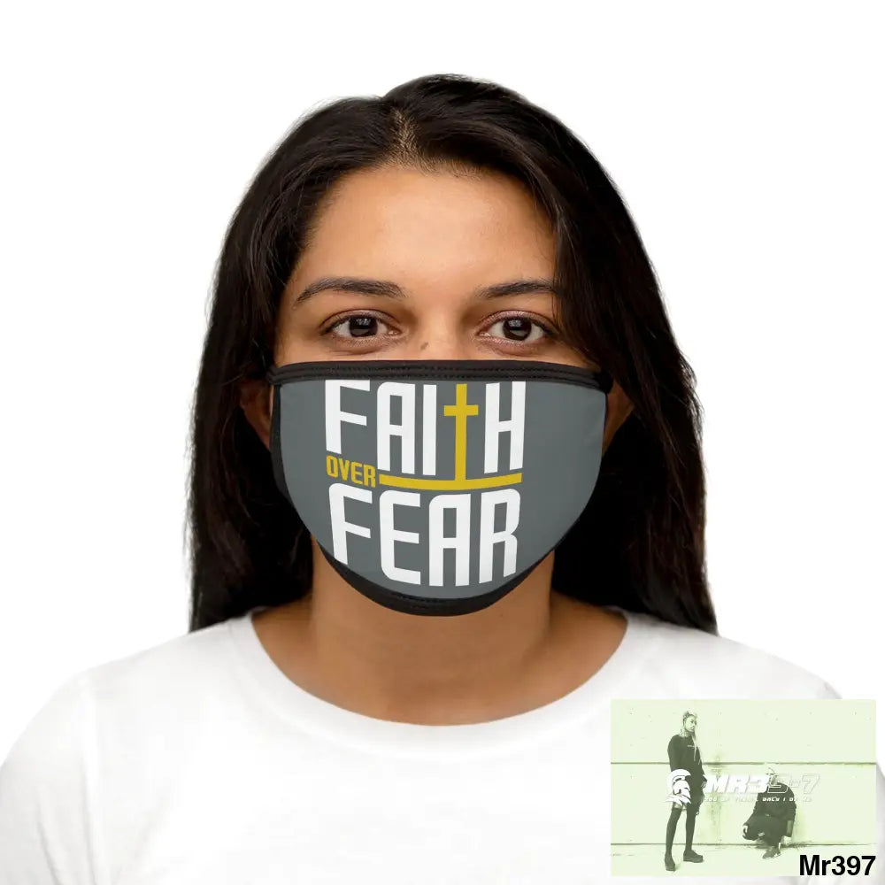 Faith over fear mixed fabric Face Mask One size Accessories