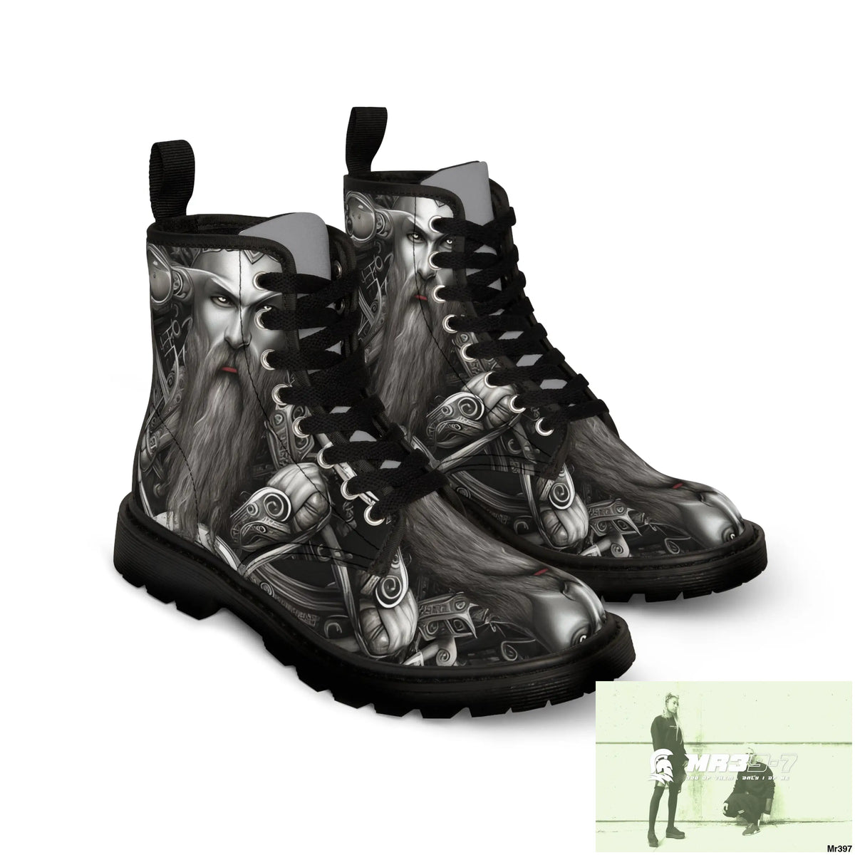 Fantasy Viking Trident Warrior Mens Canvas Boots Shoes