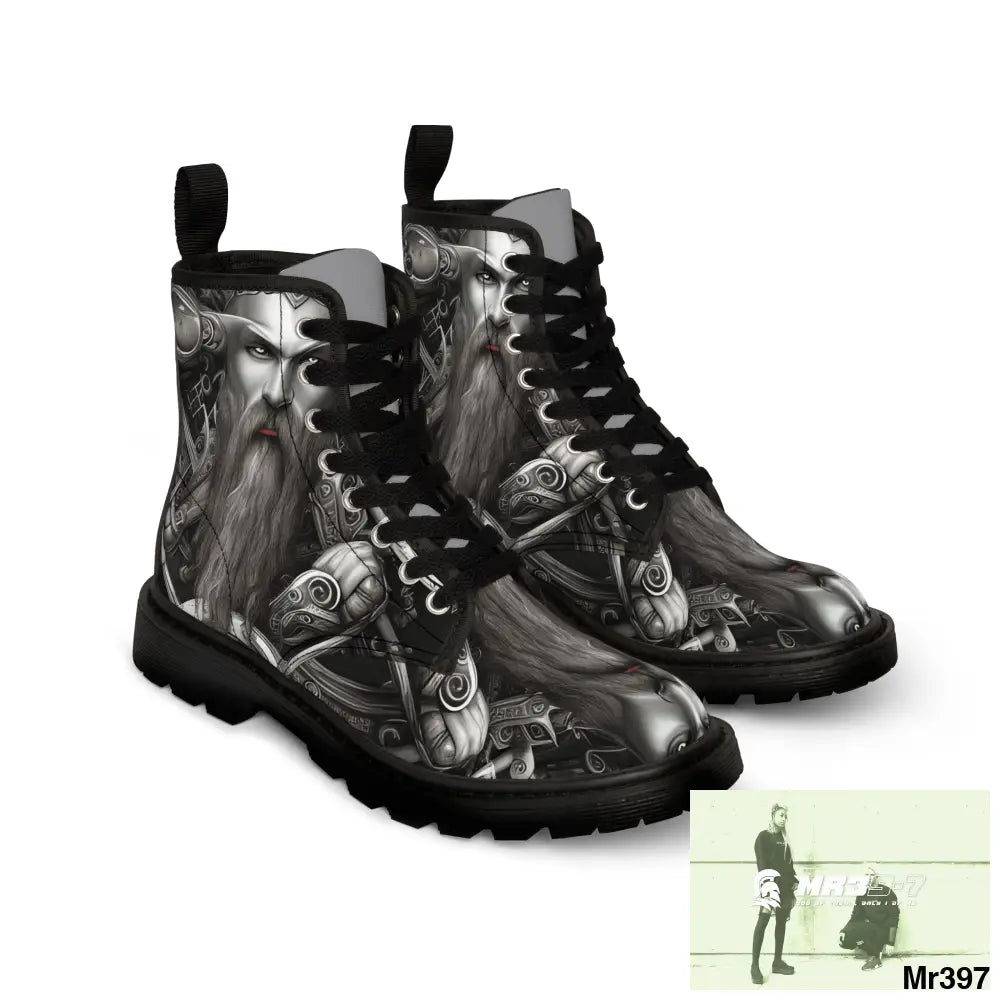 Fantasy Viking Trident Warrior Mens Canvas Boots Shoes